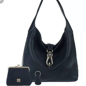 Dooney And Bourke Leather Hobo With Logo Lock/Acc.